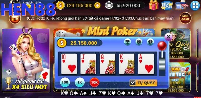 Poker mini là slot game được ưa chuộng nhất tại cổng game